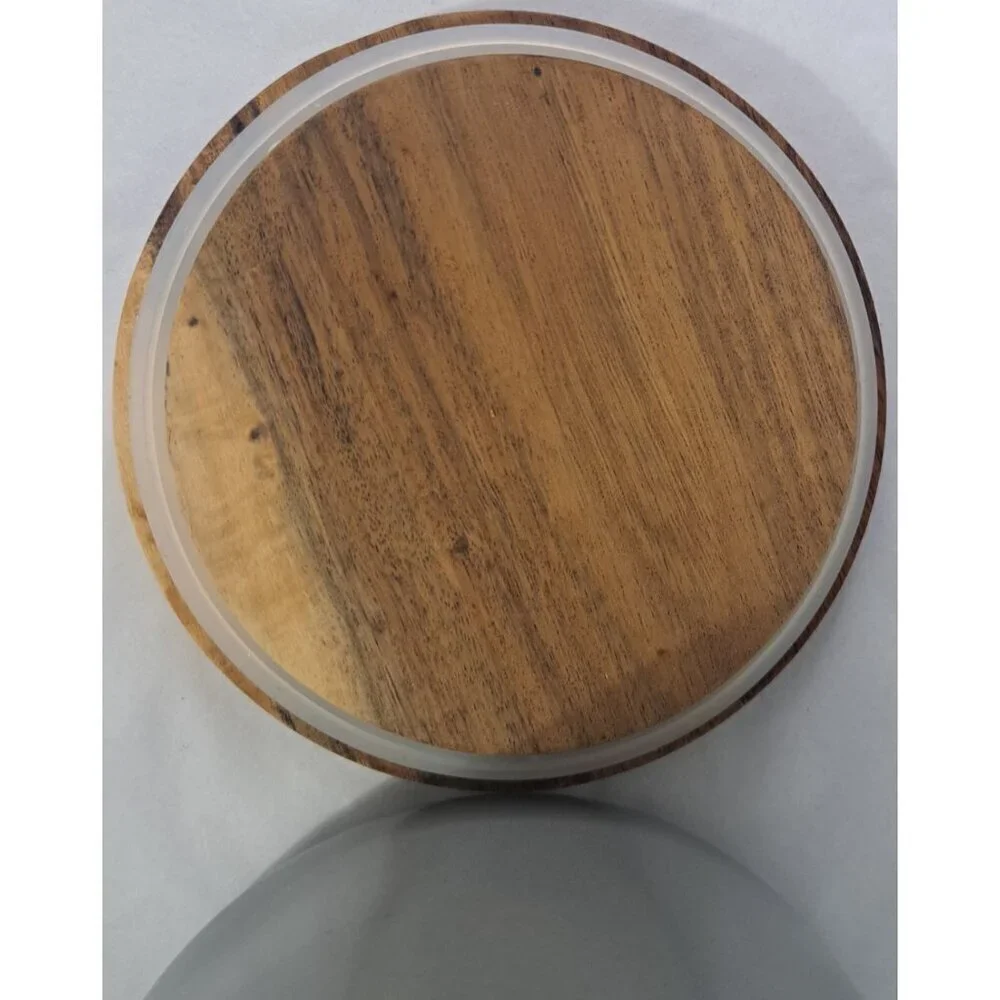 Rae Dunn Light Gray Ceramic BBQ Container Wooden Lid
